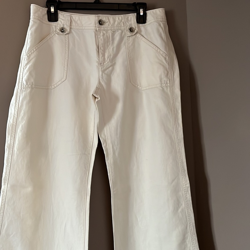 Banana Republic cream wide leg pants
